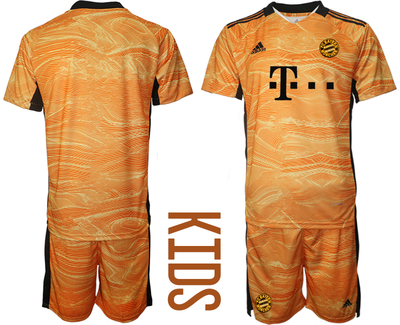 Youth 2021-2022 Club Bayern Munich orange yellow goalkeeper blank Soccer Jersey->customized soccer jersey->Custom Jersey